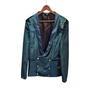 ALEXANDRO FRATELLI | Green Velvet Double Breasted Blazer Size FR 52  / US 42 (L)